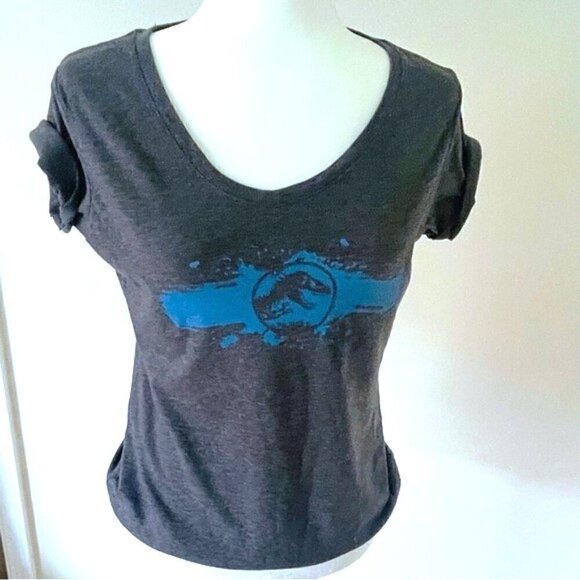 Jurassic World Top T-Shirt Women Size M - Dark Gray - Universal Studios - Picture 1 of 8